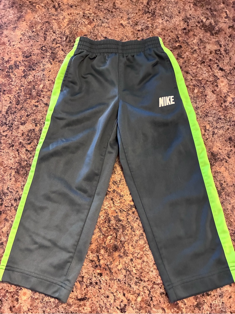 Nike Boys Gray Joggers with Neon Green Side Stripes
